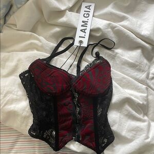 I.AM.GIA Red and Black Lace corset